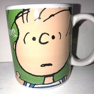 Linus Mug with Linus thru the years around the back, Green/White,2010, pre-owned